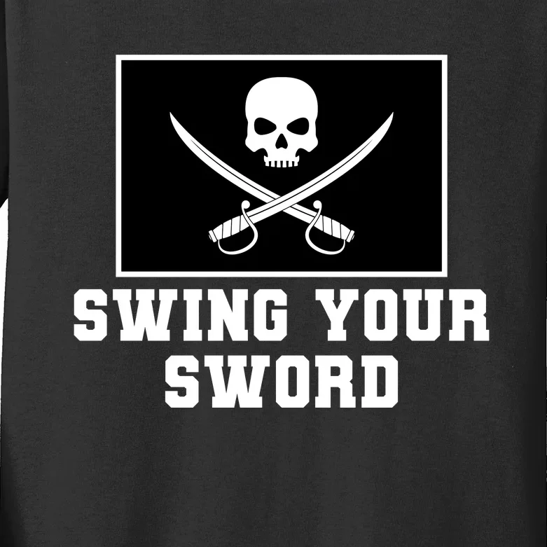 Swing Your Sword Skull Crossbones Mississippi Kids Long Sleeve Shirt