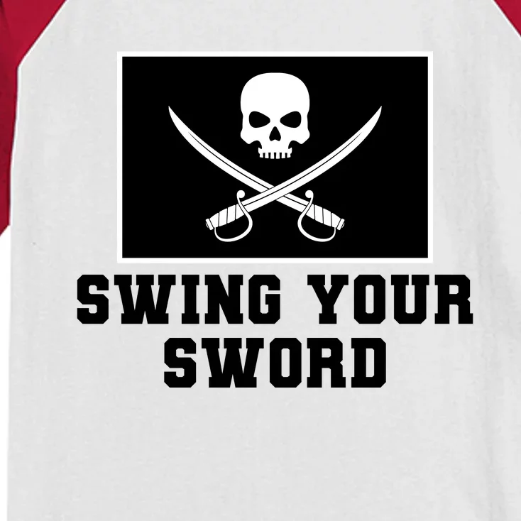 Swing Your Sword Skull Crossbones Mississippi Kids Colorblock Raglan Jersey