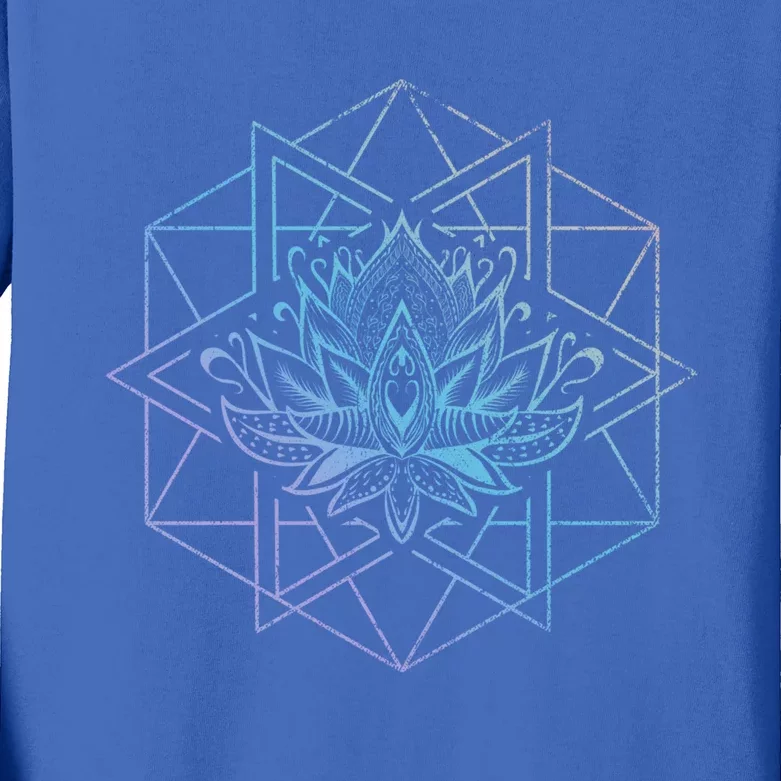 Spiritual Yogi Sacred Geometry Yoga Lotus Flower Gift Kids Long Sleeve Shirt