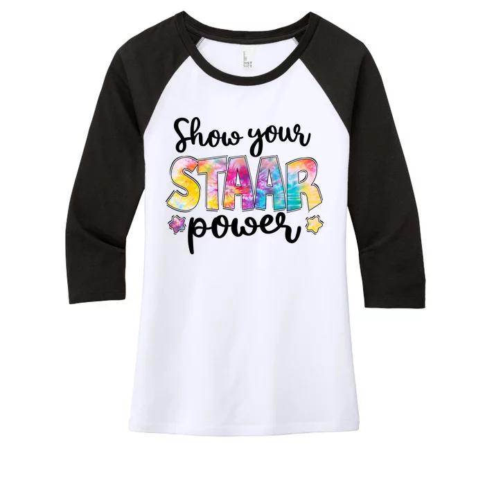 Show Your STAAR Power School Testing Women's Tri-Blend 3/4-Sleeve Raglan Shirt