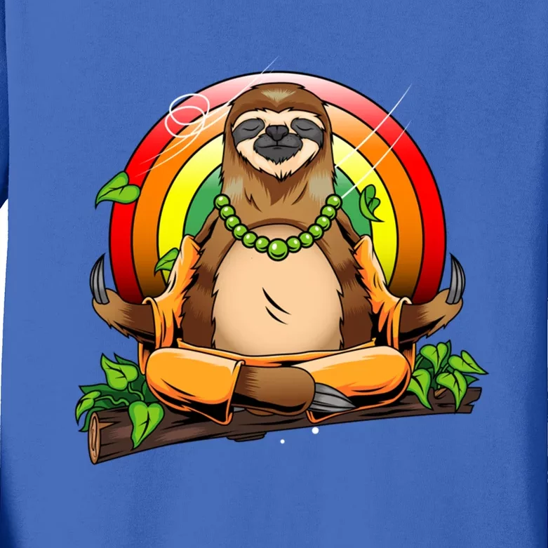 Sloth Yoga Super Cute Animal Yogi Meditating Magical Spirit Gift Kids Long Sleeve Shirt