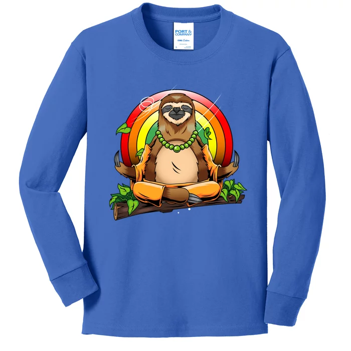 Sloth Yoga Super Cute Animal Yogi Meditating Magical Spirit Gift Kids Long Sleeve Shirt