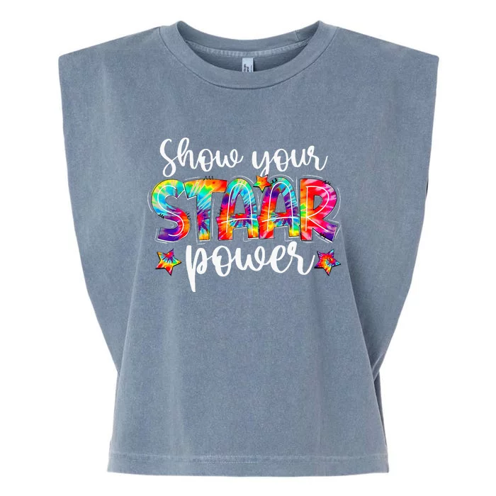 Show Your Staar Power Tie Dye Teacher Testing Exam Test Day Garment-Dyed Women's Muscle Tee