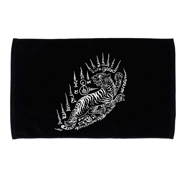 Sak Yant Thai Tattoo Powerful Tiger Magical Thailand Microfiber Hand Towel