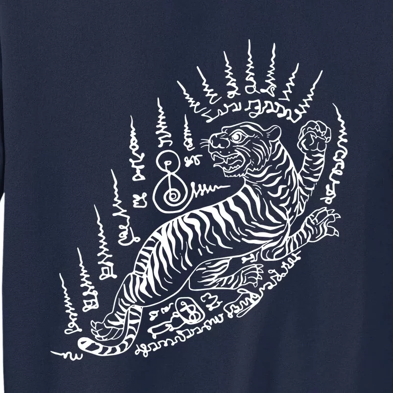 Sak Yant Thai Tattoo Powerful Tiger Magical Thailand Tall Sweatshirt