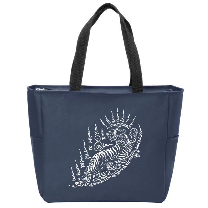 Sak Yant Thai Tattoo Powerful Tiger Magical Thailand Zip Tote Bag