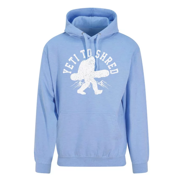 Snowboard Yeti To Shred Funny Snowboarding Bigfoot Unisex Surf Hoodie