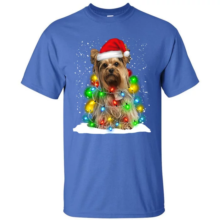 Santa Yorkshire Terrier Christmas Light Pajama Dog Xfunny Giftmas Gift Tall T-Shirt