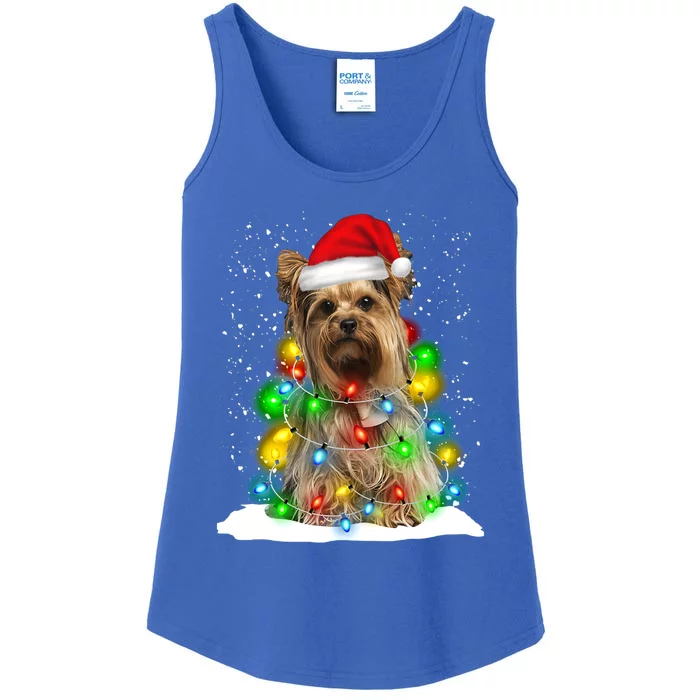 Santa Yorkshire Terrier Christmas Light Pajama Dog Xfunny Giftmas Gift Ladies Essential Tank