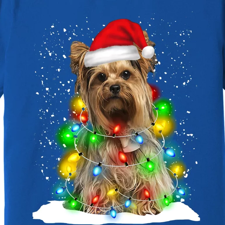 Santa Yorkshire Terrier Christmas Light Pajama Dog Xfunny Giftmas Gift Premium T-Shirt