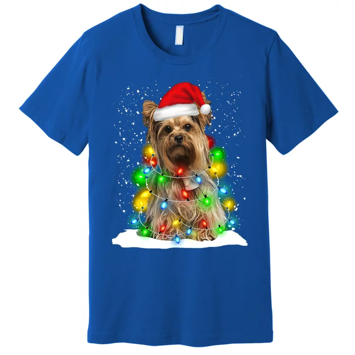 Santa Yorkshire Terrier Christmas Light Pajama Dog Xfunny Giftmas Gift Premium T-Shirt