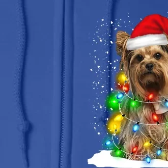 Santa Yorkshire Terrier Christmas Light Pajama Dog Xfunny Giftmas Gift Full Zip Hoodie