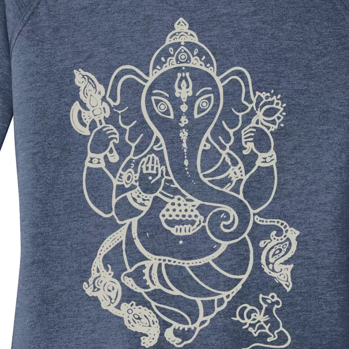 Sak Yant Thai Tattoo Ganesh Elephant God Thailand Gift Women's Perfect Tri Tunic Long Sleeve Shirt