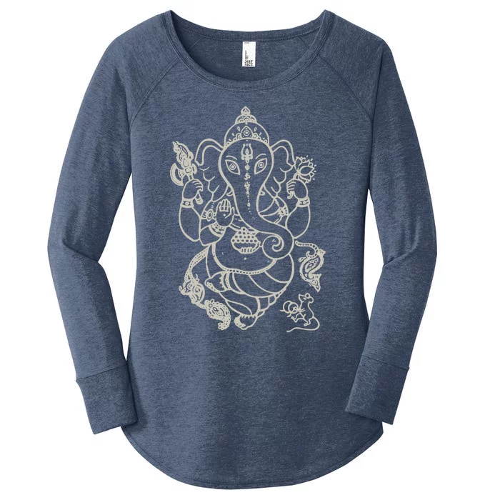 Sak Yant Thai Tattoo Ganesh Elephant God Thailand Gift Women's Perfect Tri Tunic Long Sleeve Shirt