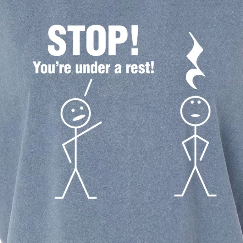 Stop! You're Under A Rest! Music Humor Graphic Gift Garment-Dyed Women's Muscle Tee