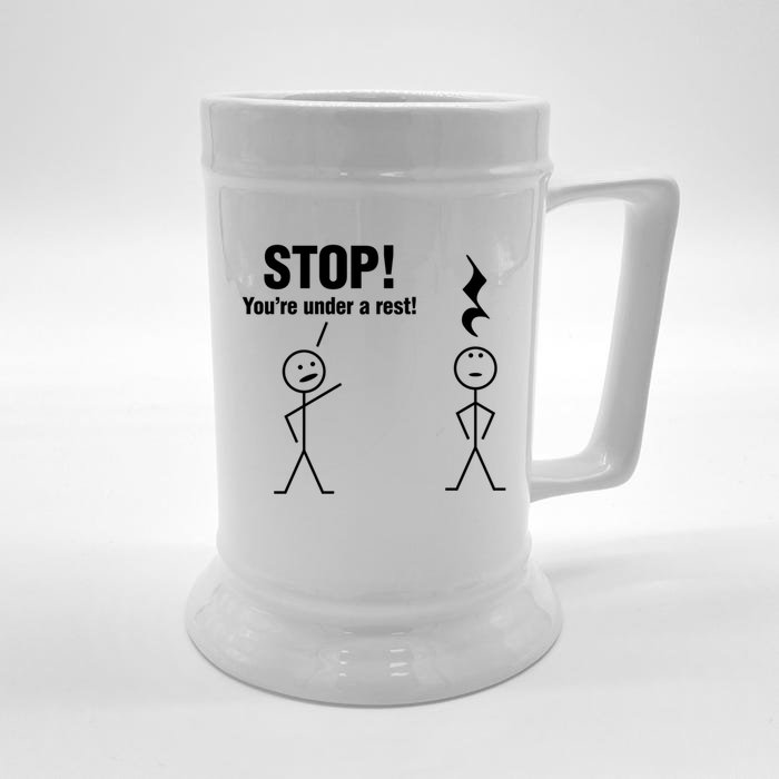 Stop! You're Under A Rest! Music Humor Graphic Gift Front & Back Beer Stein