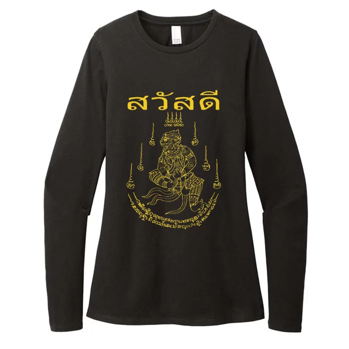 Sak Yant Yantra Thailand Tattoo Tattooing Buddhist Asian Womens CVC Long Sleeve Shirt