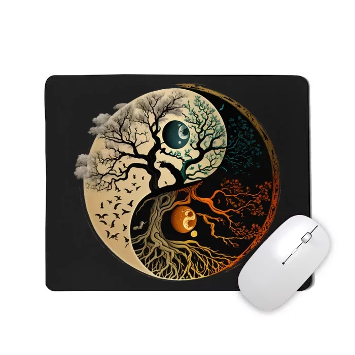 Spiritual Yin Yang Buddhist Tree Of Life Mousepad