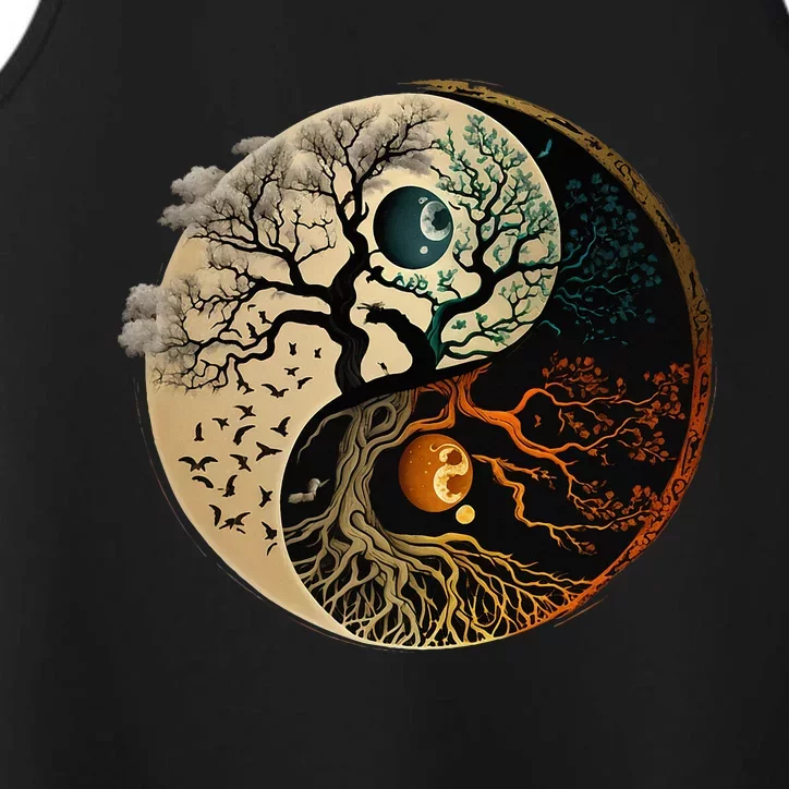 Spiritual Yin Yang Buddhist Tree Of Life Performance Tank