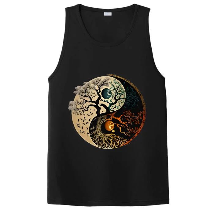 Spiritual Yin Yang Buddhist Tree Of Life Performance Tank