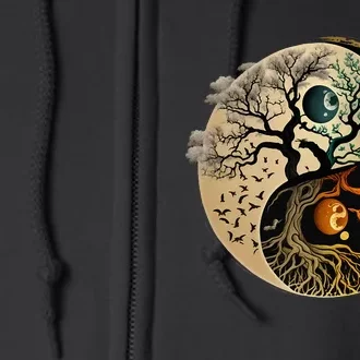 Spiritual Yin Yang Buddhist Tree Of Life Full Zip Hoodie