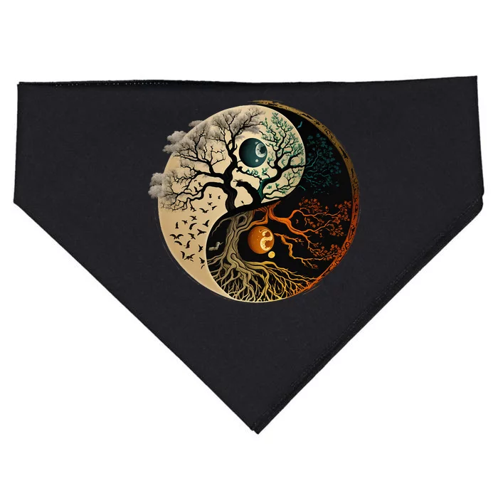 Spiritual Yin Yang Buddhist Tree Of Life USA-Made Doggie Bandana