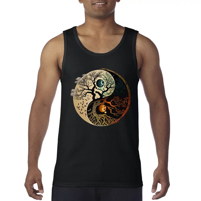 Spiritual Yin Yang Buddhist Tree Of Life Tank Top