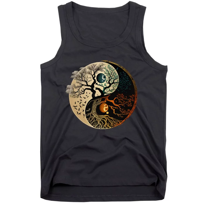 Spiritual Yin Yang Buddhist Tree Of Life Tank Top