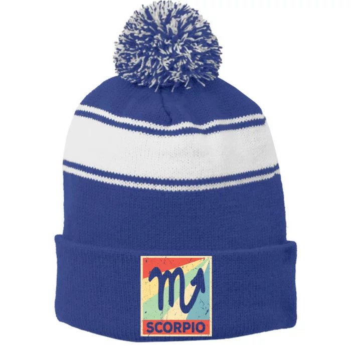 Scorpio Zodiac Astrology Unisex Gift Stripe Pom Pom Beanie