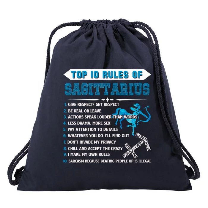 Sagittarius Zodiac Birthday Top 10 Rules Of Sagittarius Great Gift Drawstring Bag