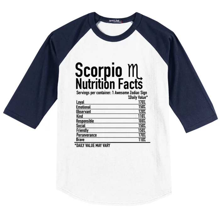 Scorpio Zodiac Birthday Scorpio Nutrition Facts Gift Baseball Sleeve Shirt