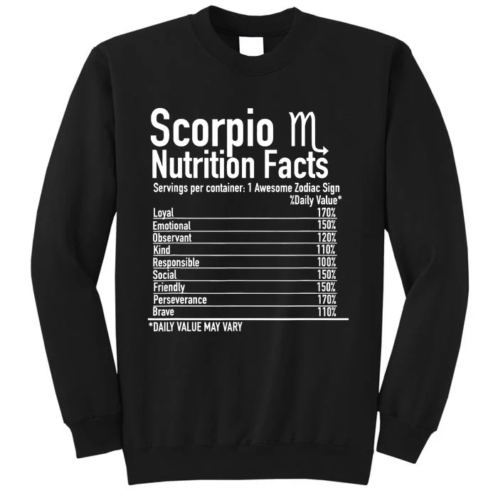 Scorpio Zodiac Birthday Scorpio Nutrition Facts Sweatshirt