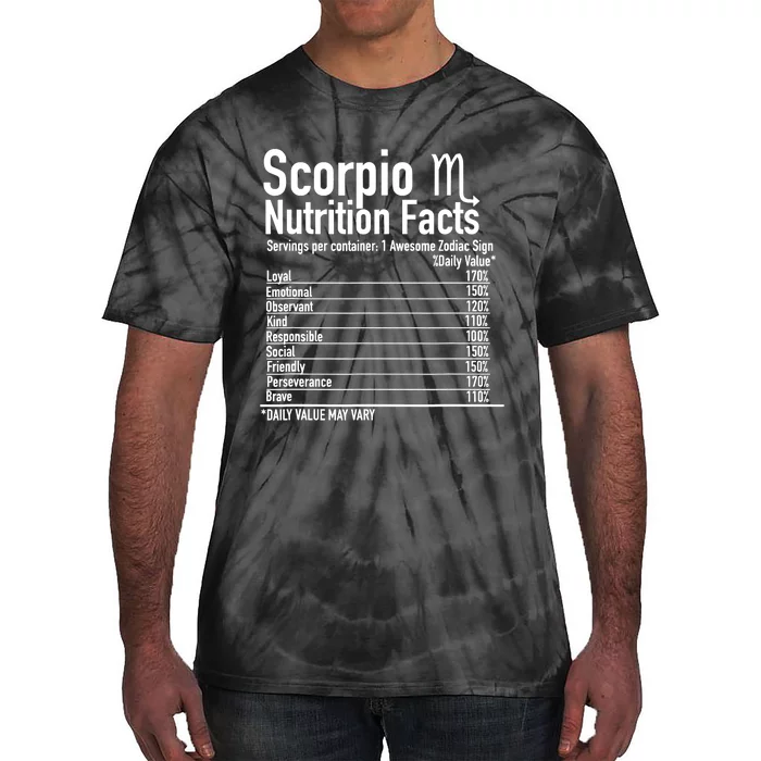 Scorpio Zodiac Birthday Scorpio Nutrition Facts Tie-Dye T-Shirt