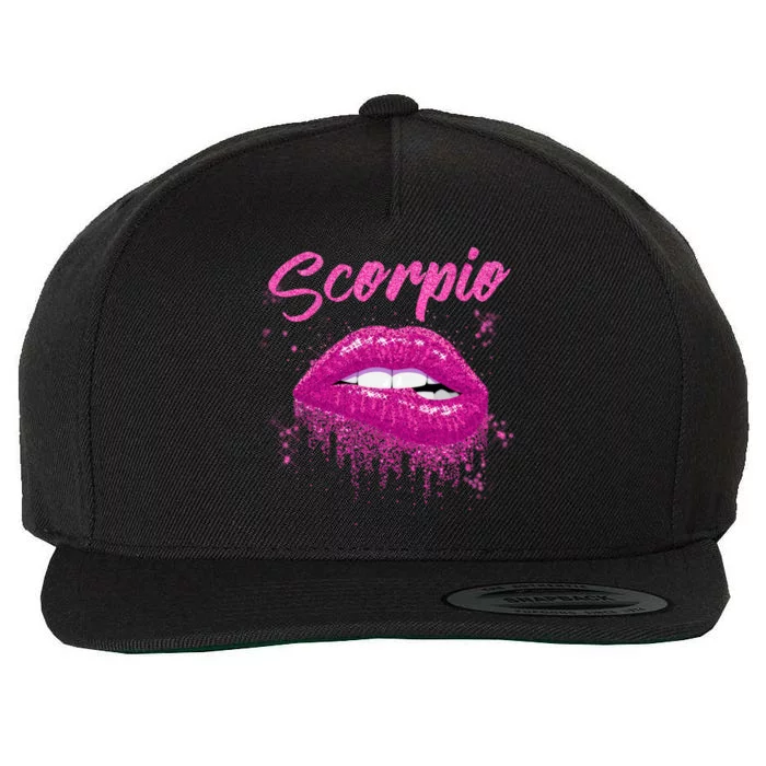 Scorpio Zodiac Birthday Pink Lips Cool Gift For Black Wool Snapback Cap