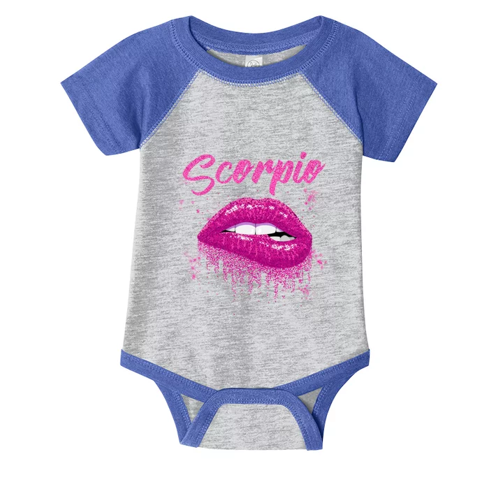 Scorpio Zodiac Birthday Pink Lips Cool Gift For Black Infant Baby Jersey Bodysuit