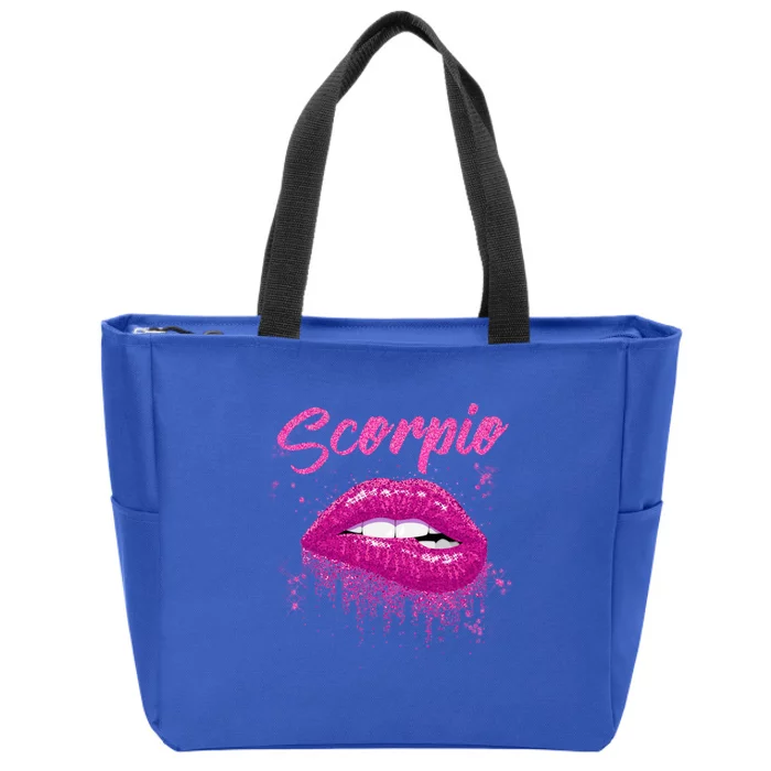 Scorpio Zodiac Birthday Pink Lips Cool Gift For Black Zip Tote Bag