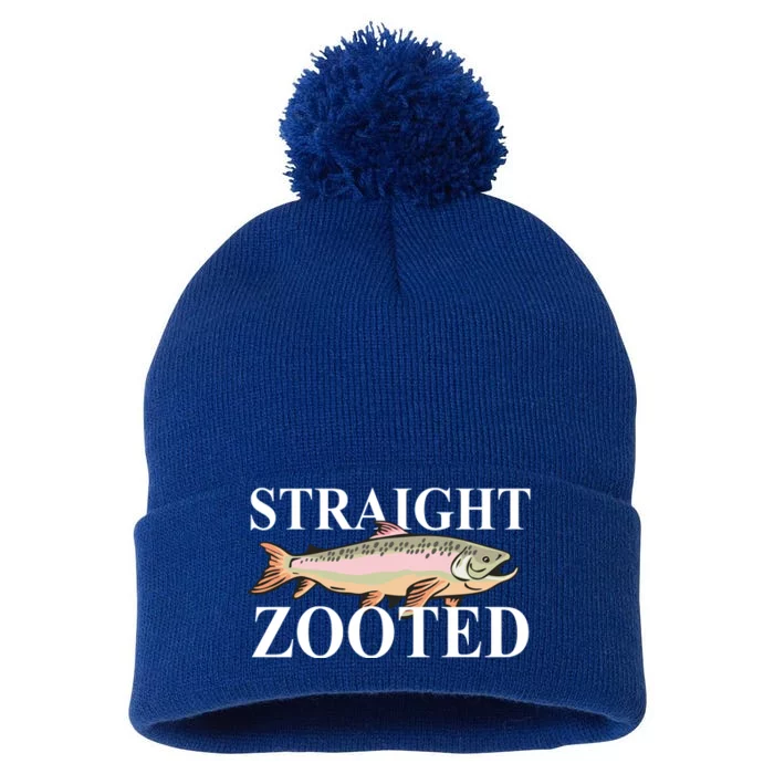 Straight Zooted Fish Pom Pom 12in Knit Beanie