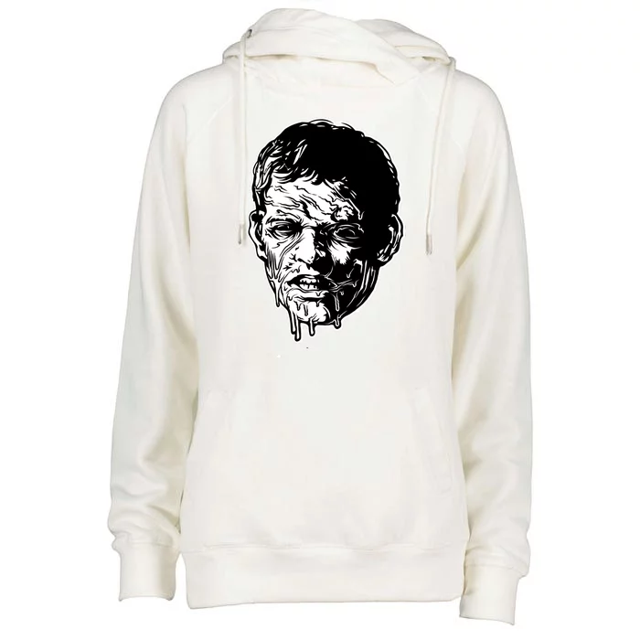 Scary Zombie Face Womens Funnel Neck Pullover Hood