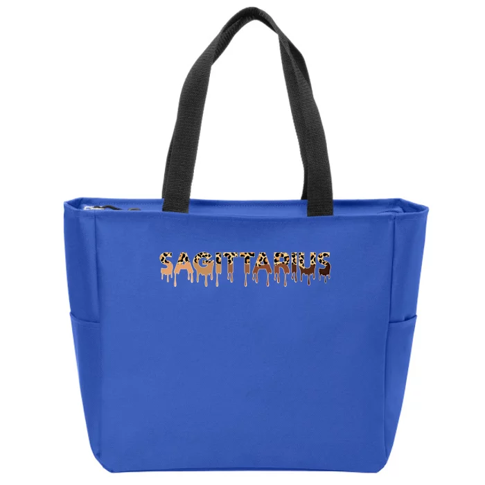 Sagittarius Zodiac Gift Afro Black Leopard Dripping Gift Zip Tote Bag