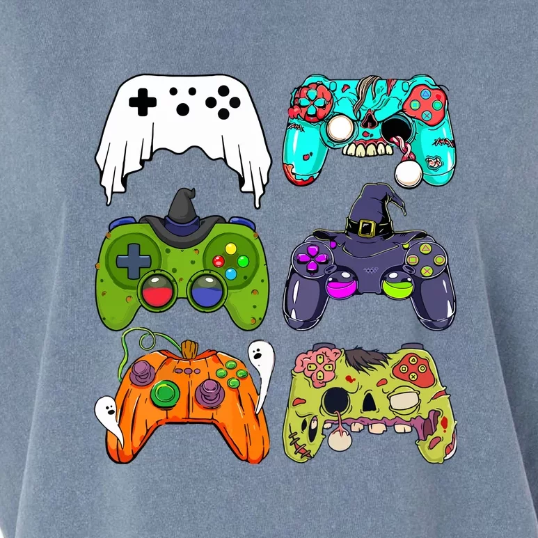 Skeleton Zombie Gaming Controllers For Halloween Gamer Gift Garment-Dyed Women's Muscle Tee