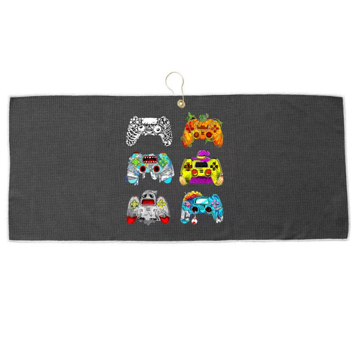 Skeleton Zombie Gaming Controllers Halloween Gamer Large Microfiber Waffle Golf Towel