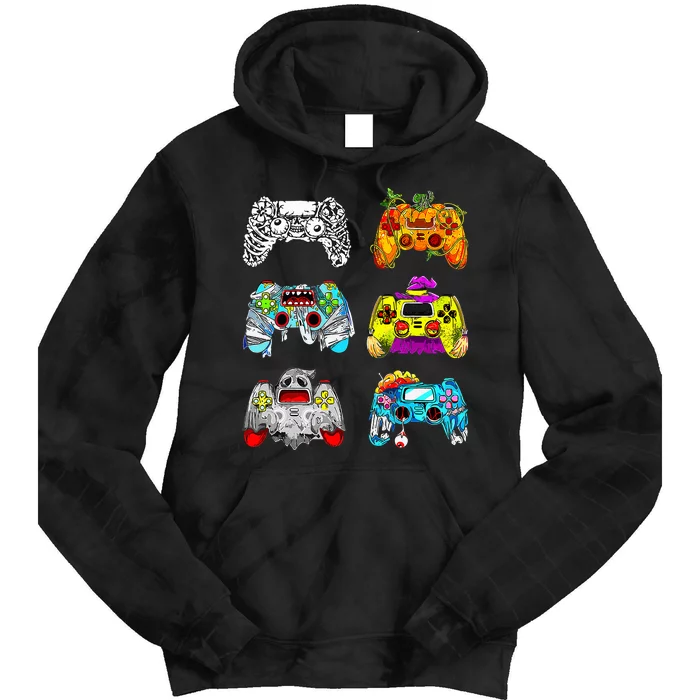 Skeleton Zombie Gaming Controllers Halloween Gamer Tie Dye Hoodie