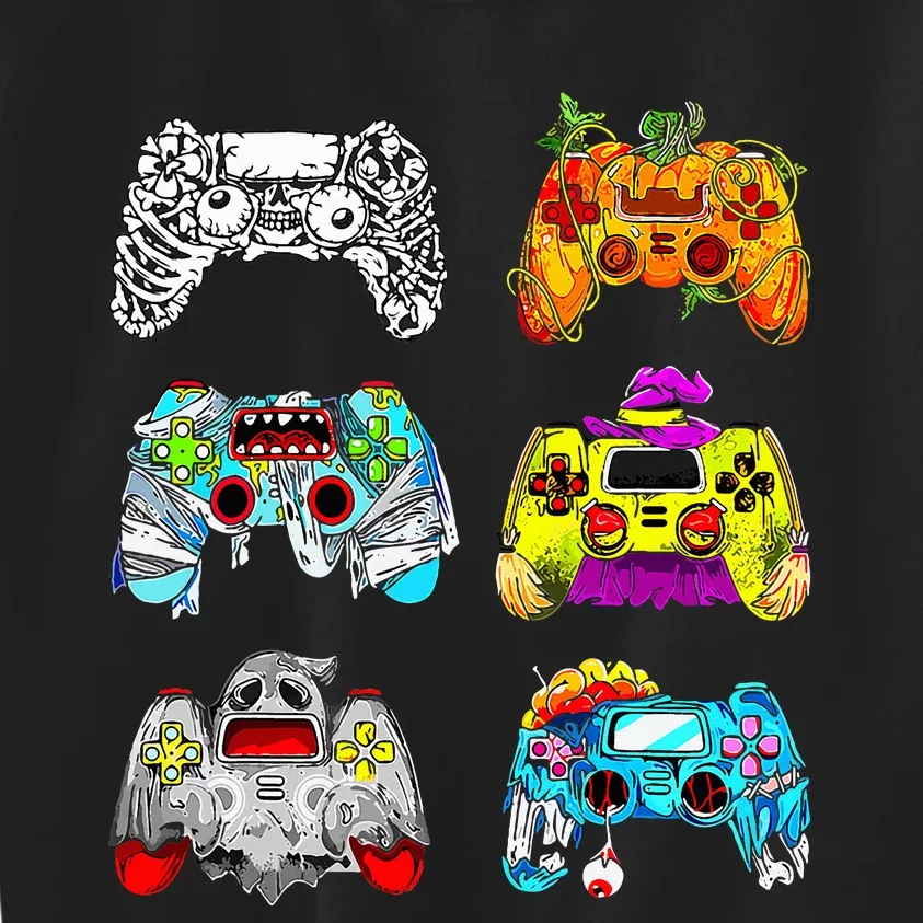 Skeleton Zombie Gaming Controllers Halloween Gamer Kids Sweatshirt