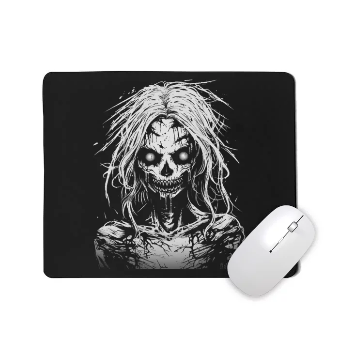 Scary Zombie Girl Halloween Graphic Tees Mousepad