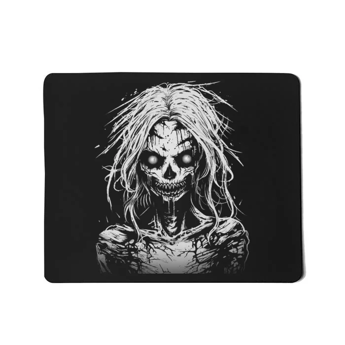 Scary Zombie Girl Halloween Graphic Tees Mousepad