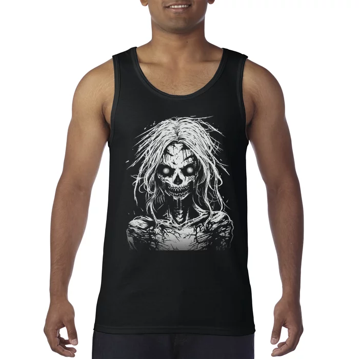 Scary Zombie Girl Halloween Graphic Tees Tank Top