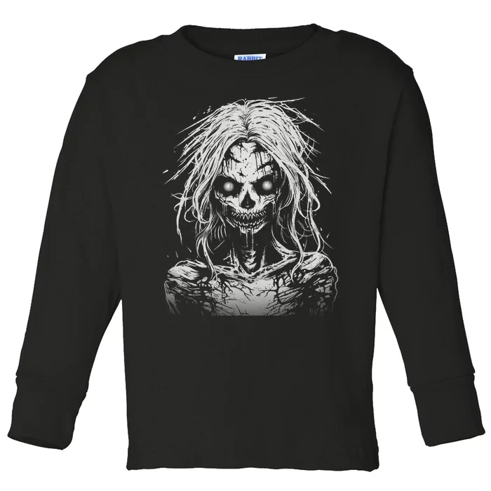 Scary Zombie Girl Halloween Graphic Tees Toddler Long Sleeve Shirt