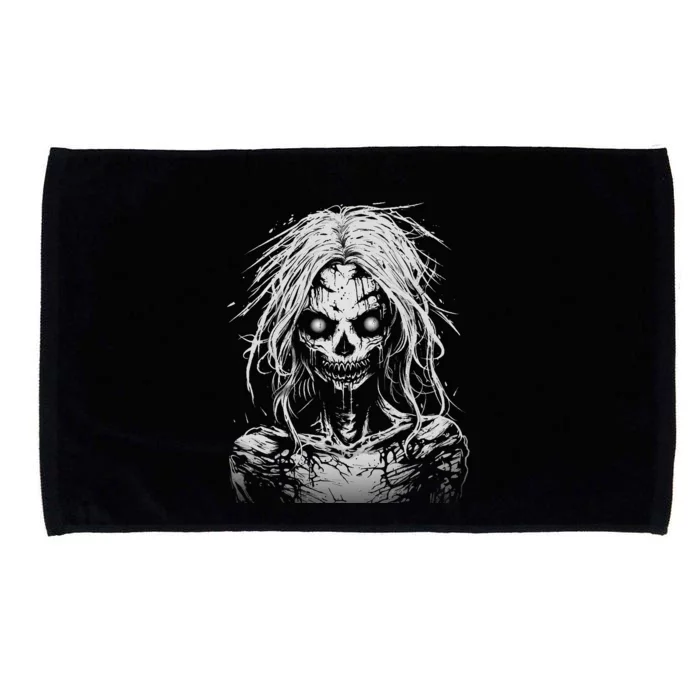 Scary Zombie Girl Halloween Graphic Tees Microfiber Hand Towel