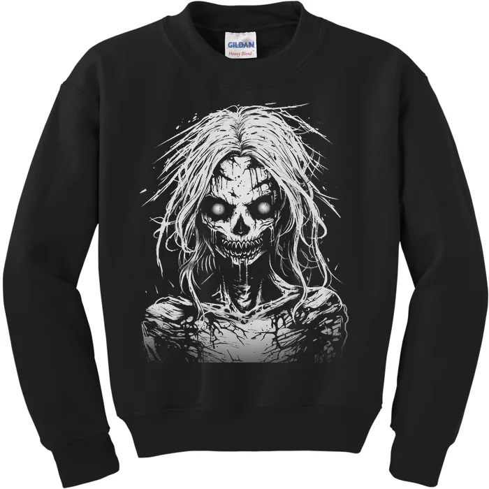 Scary Zombie Girl Halloween Graphic Tees Kids Sweatshirt