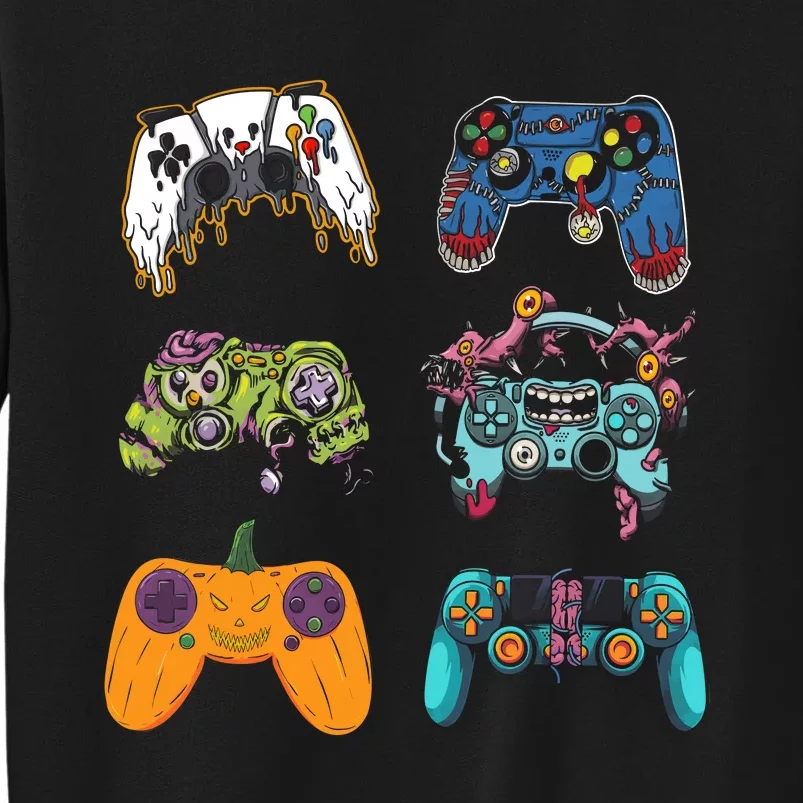 Skeleton Zombie Gaming Controllers Halloween For Gamer Boy Tall Sweatshirt